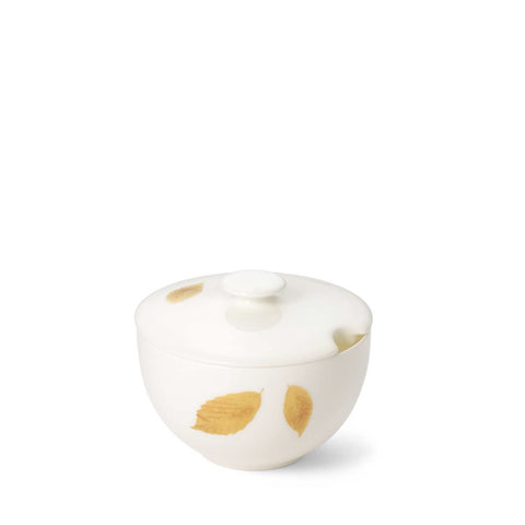 Gold Leaf Sugar Bowl With Lid Round by Dibbern