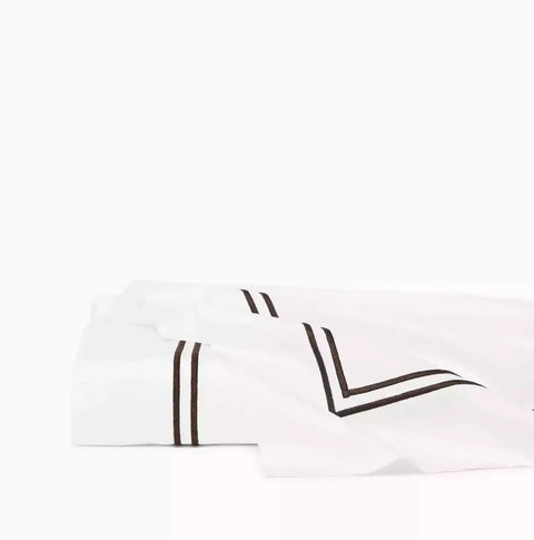 Grand Hotel White/Mocha King Flat Sheet by Sferra