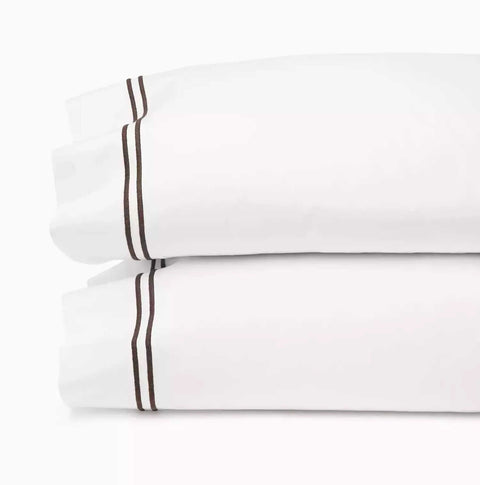 Grand Hotel White/Mocha King Pillow Case Pair by Sferra