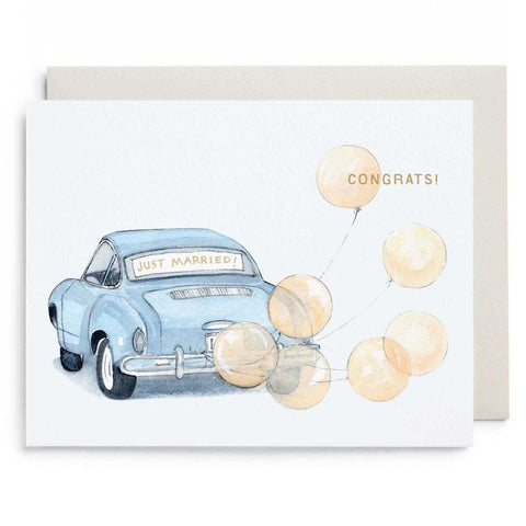 Greeting Card Vintage Car Wedding by E Frances Paper