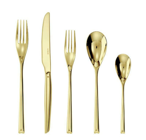 H Art Gold 5 Pcs Place Setting with Solid Handle Knife by Sambonet