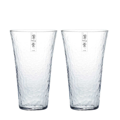 Hammered Highball Glass Set In Wooden Package by Toyo-Sasaki Glass