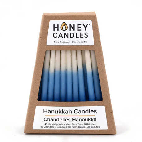 Hanukkah Pure Beeswax Hanukkah Candles - Wht/Bl 45 by Honey Candles