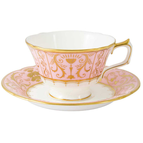 Harlequin Baby Pink Tea Cup & Saucer by Royal Crown Derby