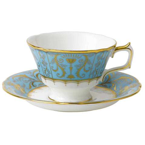 Harlequin Duck Egg Tea Cup & Saucer by Royal Crown Derby