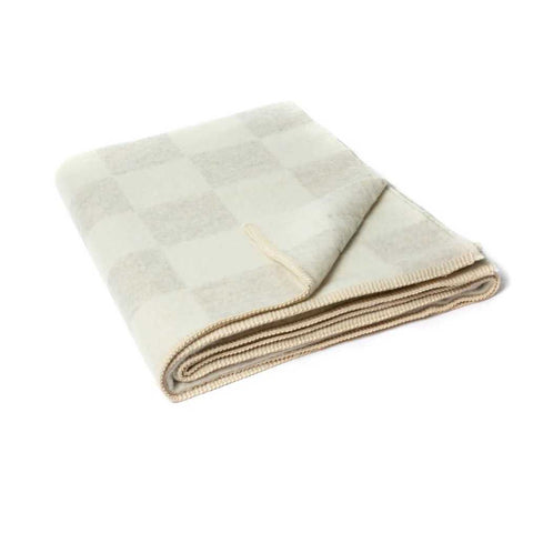 Heirloom Alpaca Crosby Heirloom Blanket Zero Dye Light Heather/ Ivory Check by Blacksaw