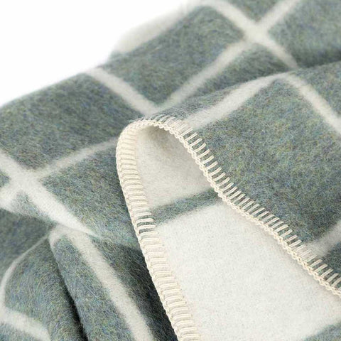 Heirloom Alpaca Umi Heirloom Blanket Marled Sea Glass / Ivory Grid by Blacksaw