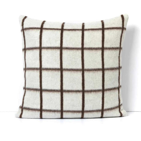Heirloom Alpaca Umi Heirloom Throw Pillow 23&quot X 23&quot. Zero Dye   Ivory / Coffee Grid by Blacksaw