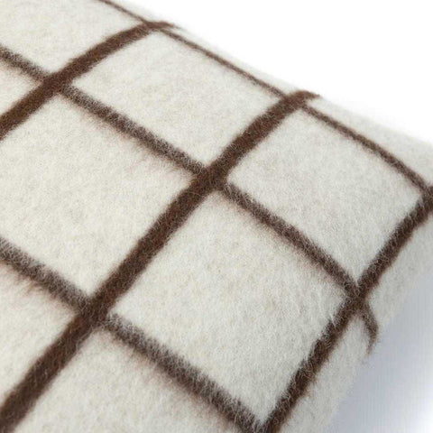 Heirloom Alpaca Umi Heirloom Throw Pillow 23&quot X 23&quot. Zero Dye   Ivory / Coffee Grid by Blacksaw