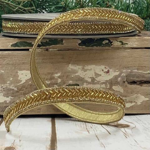 Holiday Ribbon Gold Chevron Beaded Ribbon by d.stevens