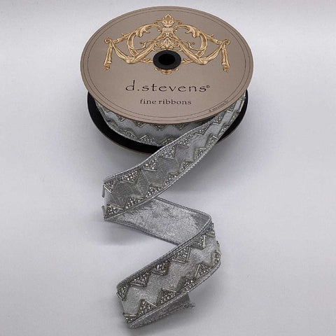 Holiday Ribbon Silver Jewel Trimmed Ribbon by d.stevens