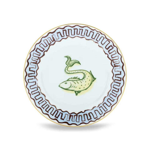 Il Viaggio Di Nettuno Flat Dessert Plate - Sky Blue by Ginori