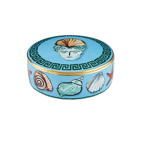 Il Viaggio Di Nettuno Sea Blue Round Box With Cover by Richard Ginori