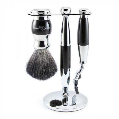 Imitation Ebony & Chrome 3 piece Set, Gillette Fusion Proglide Razor by Edwin Jagger