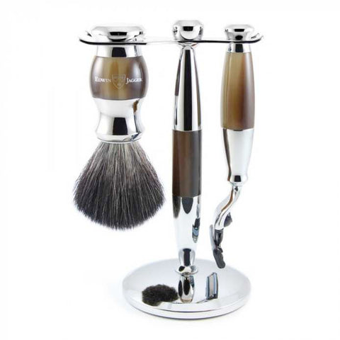 Imitation Horn & Chrome 3 piece Set, Gillette Fusion Proglide Razor by Edwin Jagger
