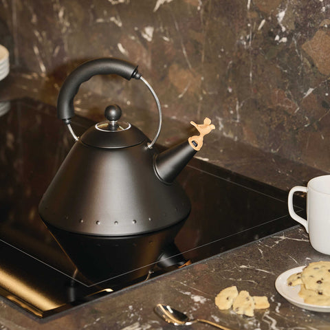 Kettle Bird Shpd Whistle,Black by Alessi
