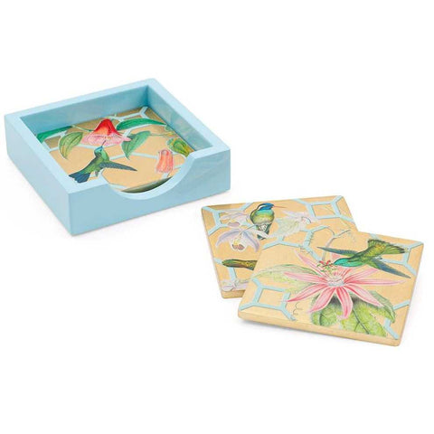 Lacquer Coaster Hummingbird Trellis Set Of 4 by Caspari