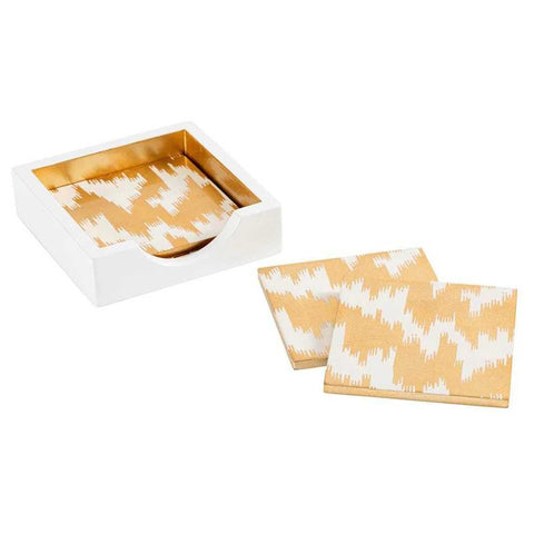 Lacquer Coaster Modern Moire Gold Set of 4 by Caspari
