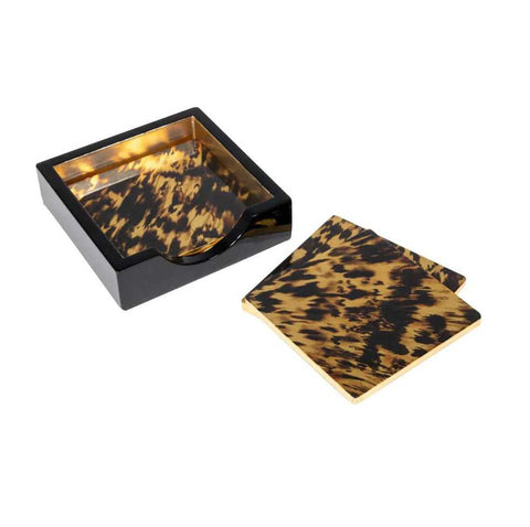 Lacquer Coaster Tortoiseshell Set of 4 by Caspari