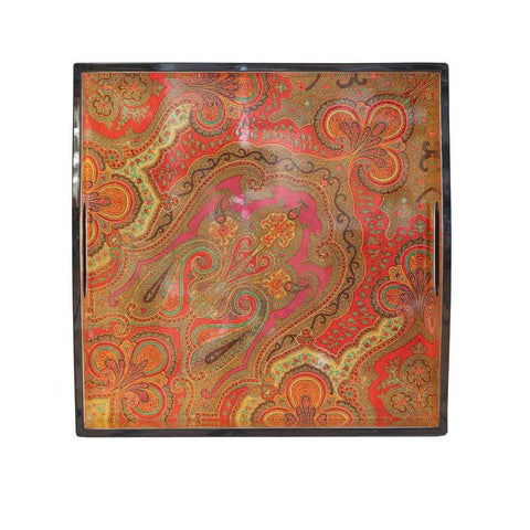 Lacquer Tray Jaipur Crimson by Caspari