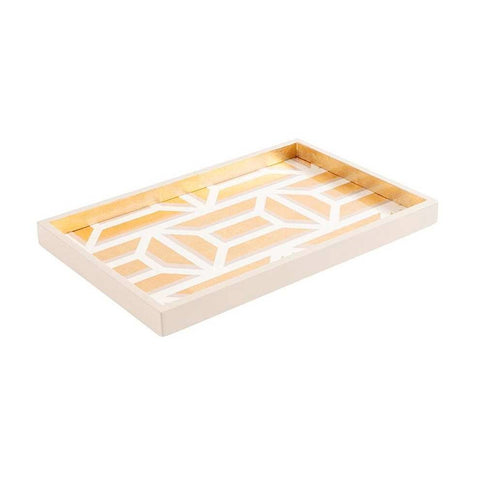 Lacquer Vanity Tray Garden Gate White And Gold by Caspari