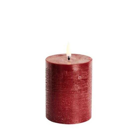 LED Pillar Candle Rustic Carmine Red 10cm by Uyuni