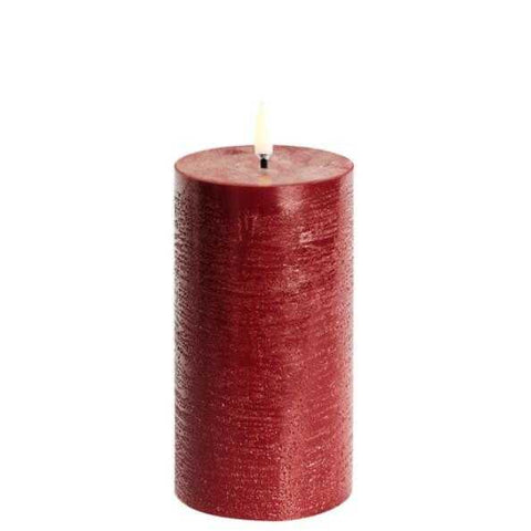 LED Pillar Candle Rustic Carmine Red 15cm by Uyuni