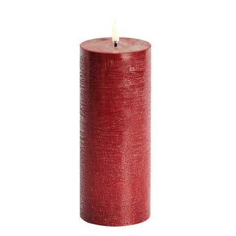LED Pillar Candle Rustic Carmine Red 20cm by Uyuni