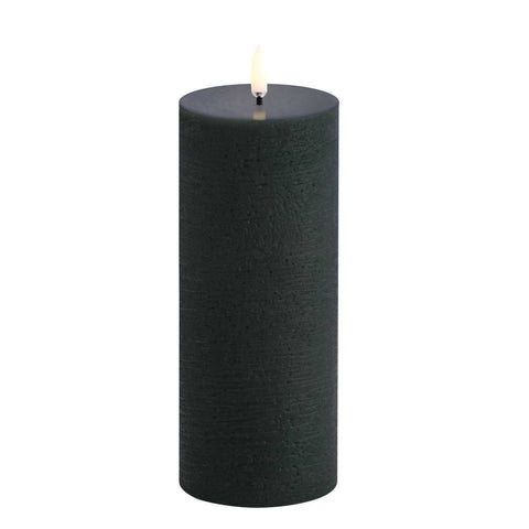 LED Pillar Candle Rustic Pine Green 20cm by Uyuni
