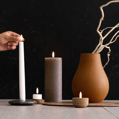 LED Pillar Candle Rustic Sandstone 15cm by Uyuni