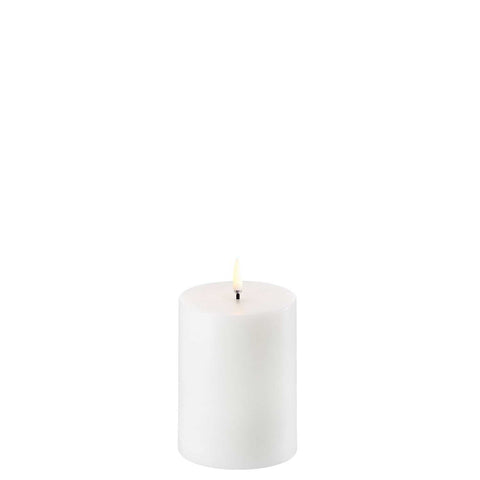 LED Pillar Candle Smooth Nordic White 10cm by Uyuni