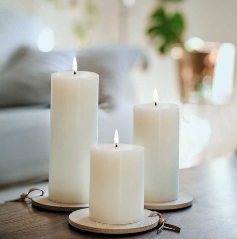 LED Pillar Candle Smooth Nordic White 10cm by Uyuni