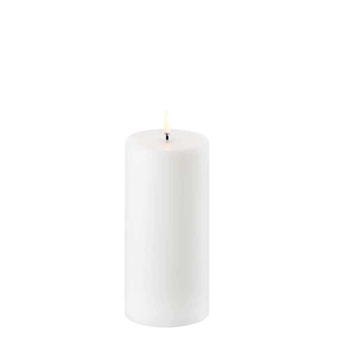 LED Pillar Candle Smooth Nordic White 15cm by Uyuni