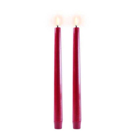 LED Taper Candle Carmine Red 2-Pack by Uyuni