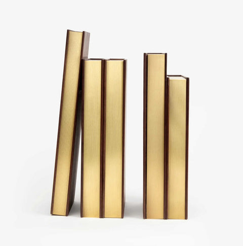 Library Collection Library Bookends - Wood With Brass Inlay by Assouline