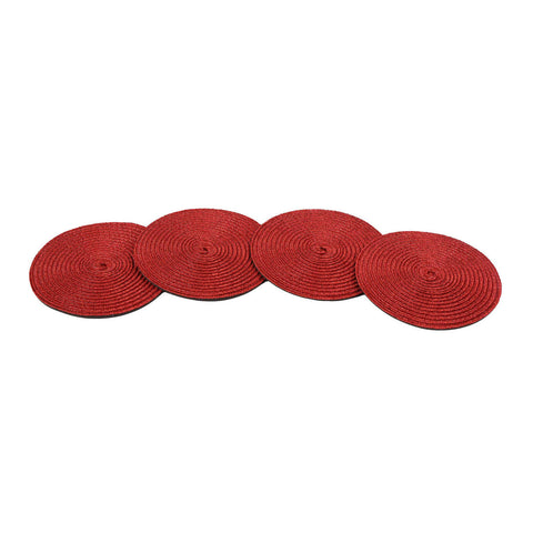 Linen Lurex Coaster Set Of 4 Holiday Red by Deborah Rhodes