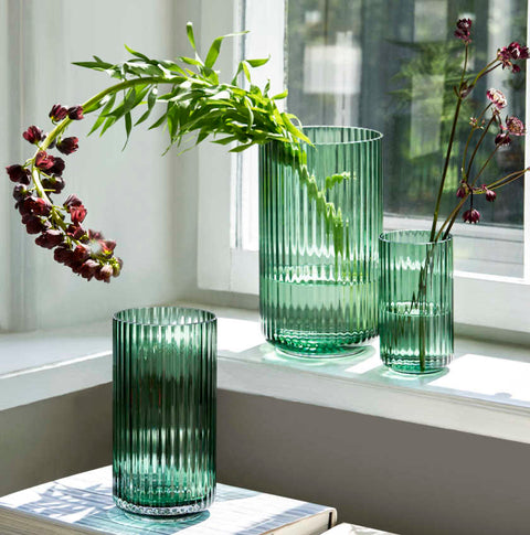 Lyngby Glass Vase Copenhagen Green 15in by Lyngby Porcelain