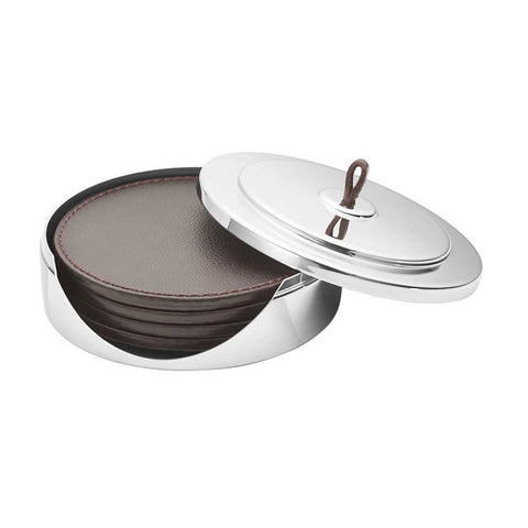 Manhattan Coaster Set Leather by Georg Jensen