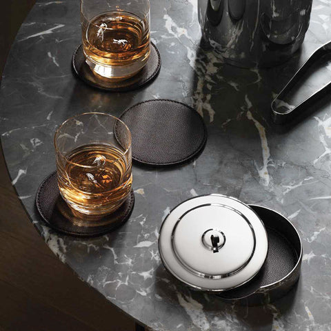 Manhattan Coaster Set Leather by Georg Jensen
