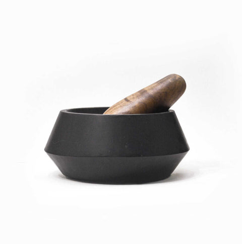 Marble Black Holbx Mortar With Wood Mallet by Ayres