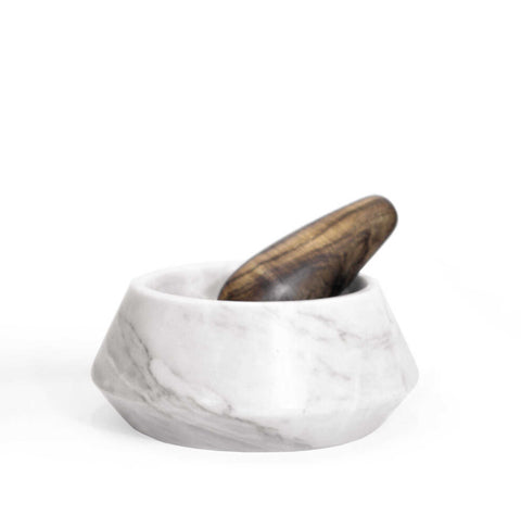 Marble White Holbx Mortar With Wood Mallet by Ayres