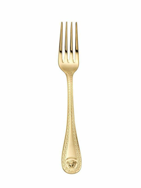 Medusa Flatware Gold Plated Table Fork, Gold Plated 8 1/4 Inch by Versace