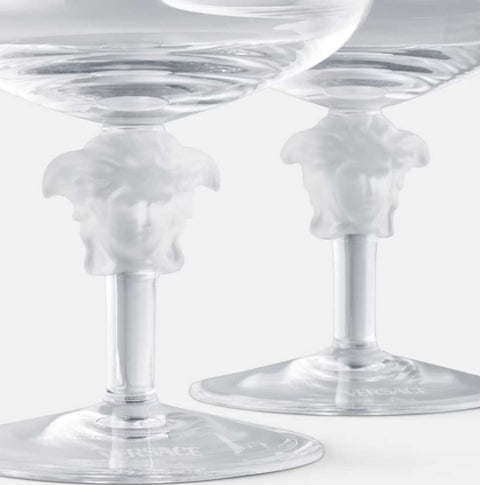 Medusa Lumiere Champagne Saucer Set of Two by Versace