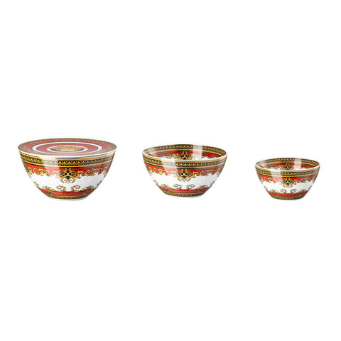 Medusa Red Modern Bowl Set 4 pcs (Bowls 4 3/4 in 6 in 7 in & Lid) by Versace