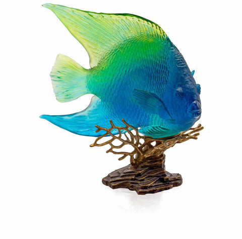 MER DE CORAIL Royal Angelfish In Blue & Yellow by Daum