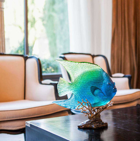 MER DE CORAIL Royal Angelfish In Blue & Yellow by Daum