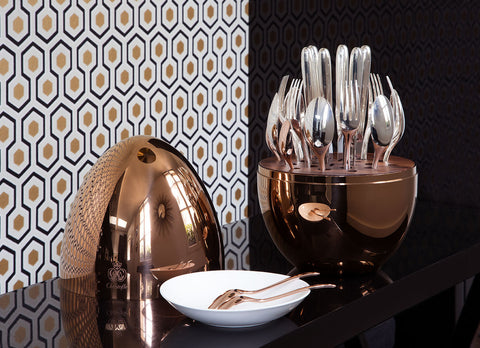 Mood 24-Piece Silverplate and Rose Gold Set For 6 People by Christofle