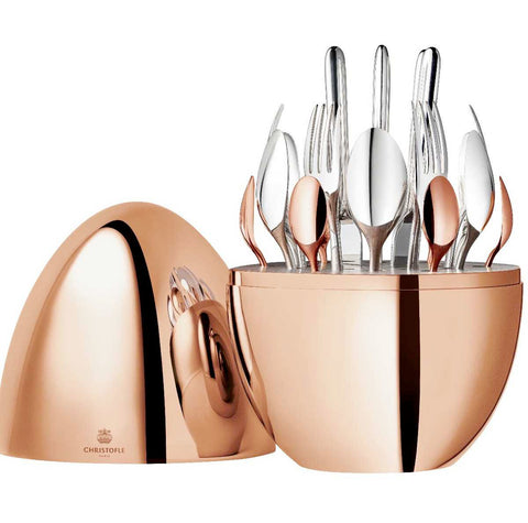 Mood 24-Piece Silverplate and Rose Gold Set For 6 People by Christofle