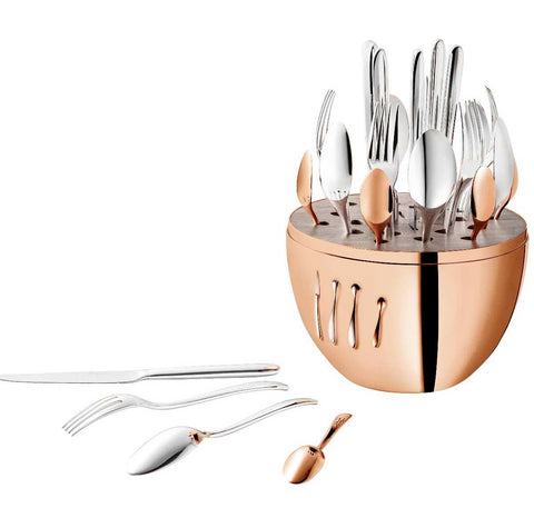 Mood 24-Piece Silverplate and Rose Gold Set For 6 People by Christofle