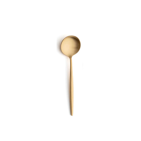 Moon Matte Gold Dessert Spoon by Cutipol
